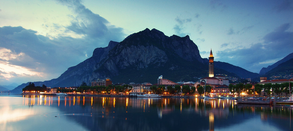 Lecco town after sunset